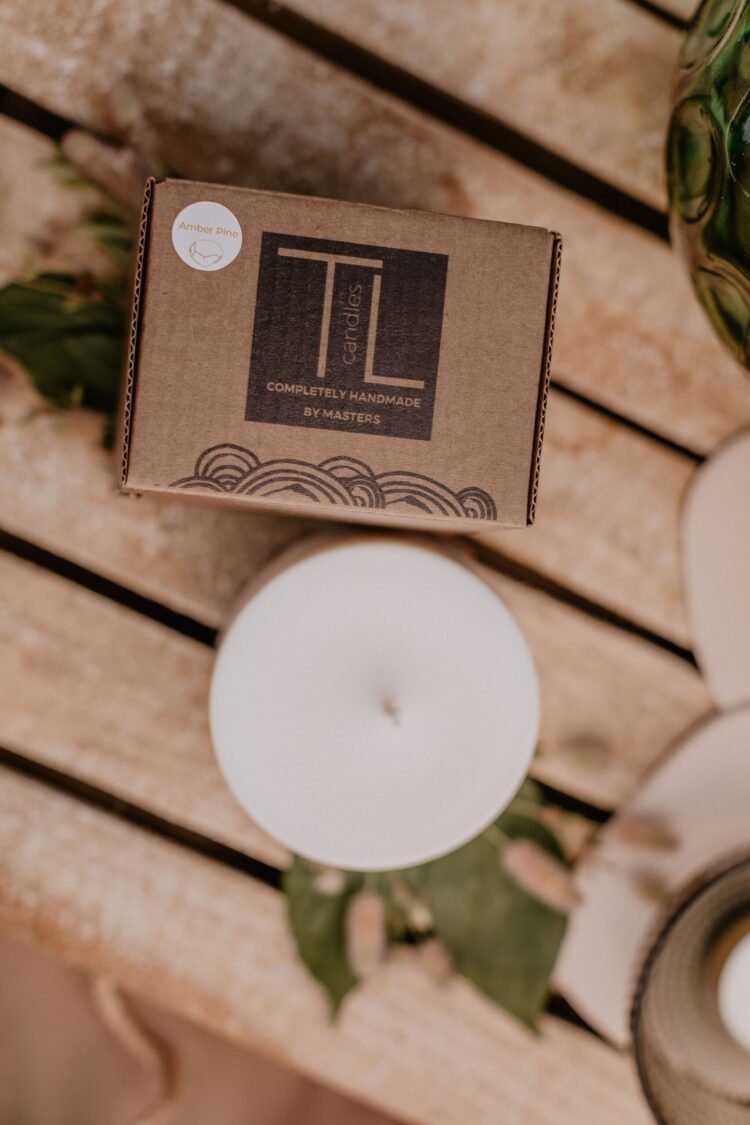 hand made soy wax candle with pine scent
