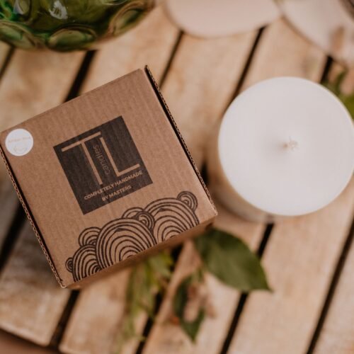 hand made soy wax candle with pine scent
