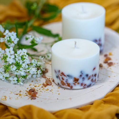 hand made soy wax candle with pine scent