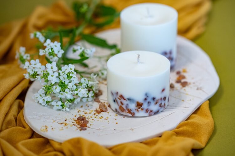 hand made soy wax candle with pine scent
