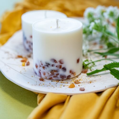 hand made soy wax candle with pine scent