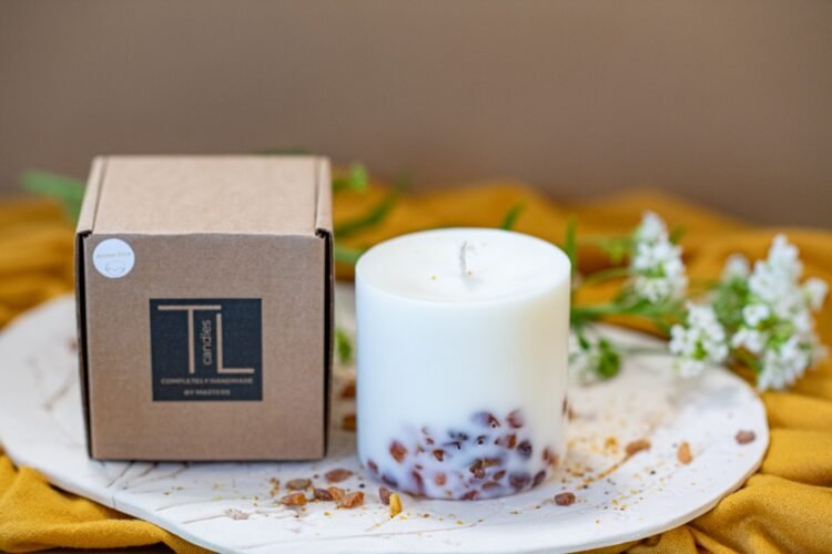 hand made soy wax candle with pine scent