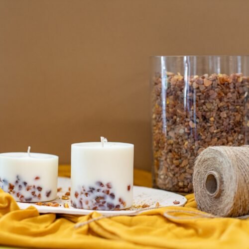 hand made soy wax candle with pine scent