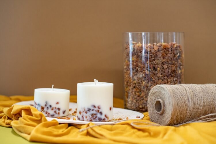 hand made soy wax candle with pine scent
