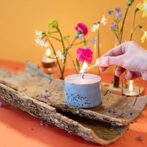 hand made soy wax candle with patchouli scent