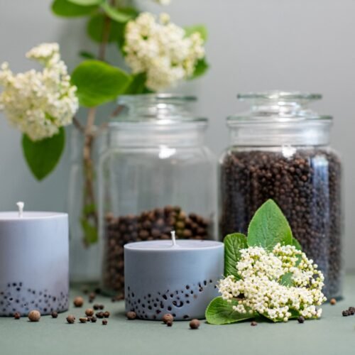 hand made soy wax candle with patchouli scent