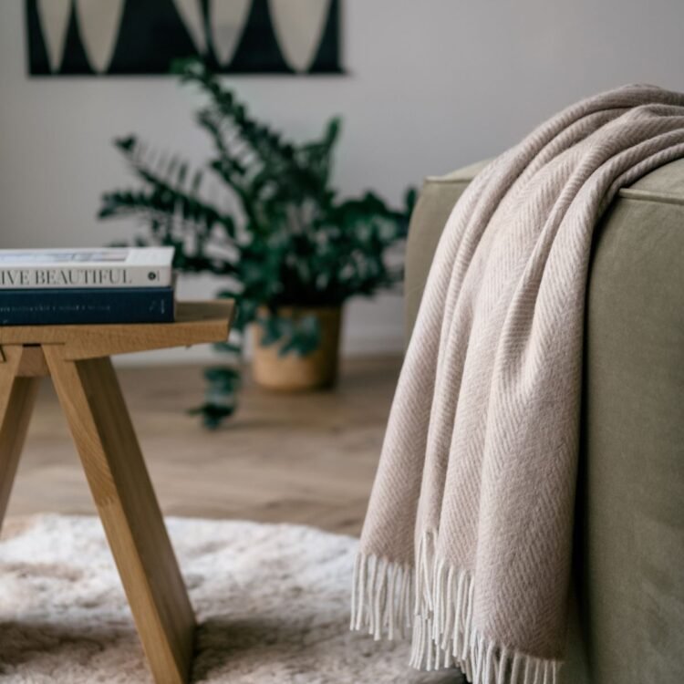 natural alpaca wool throw classic fishbone