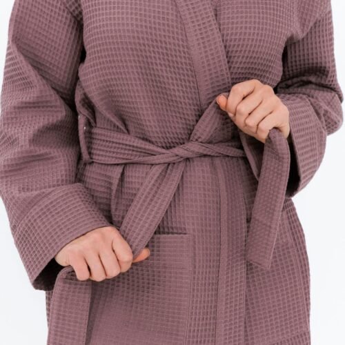 long waffle fabric robe for women