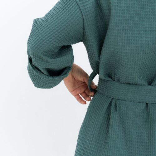 long waffle fabric robe for women