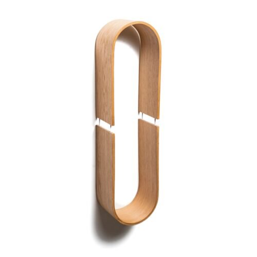 floating wooden wall shelf oval