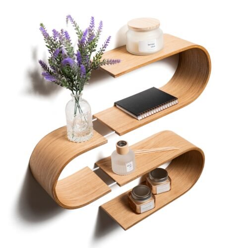 floating wooden wall shelf snake