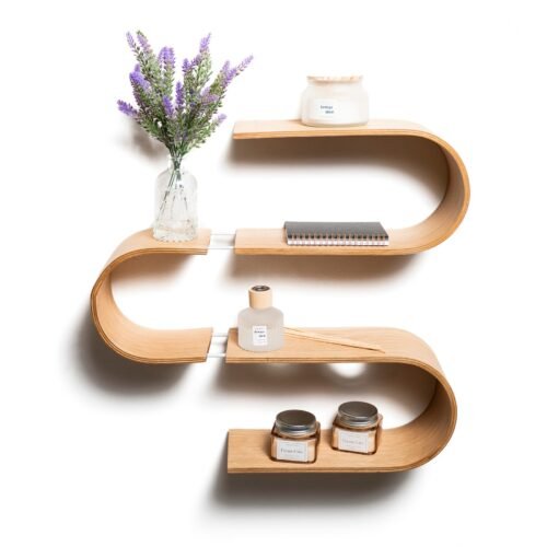 floating wooden wall shelf snake