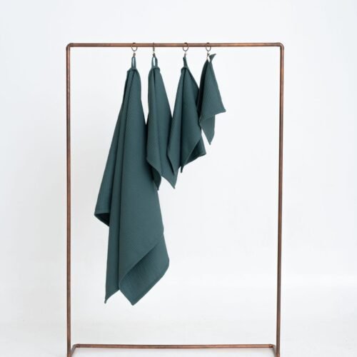 organic waffle cotton towel petrol organic waffle cotton towel petrol