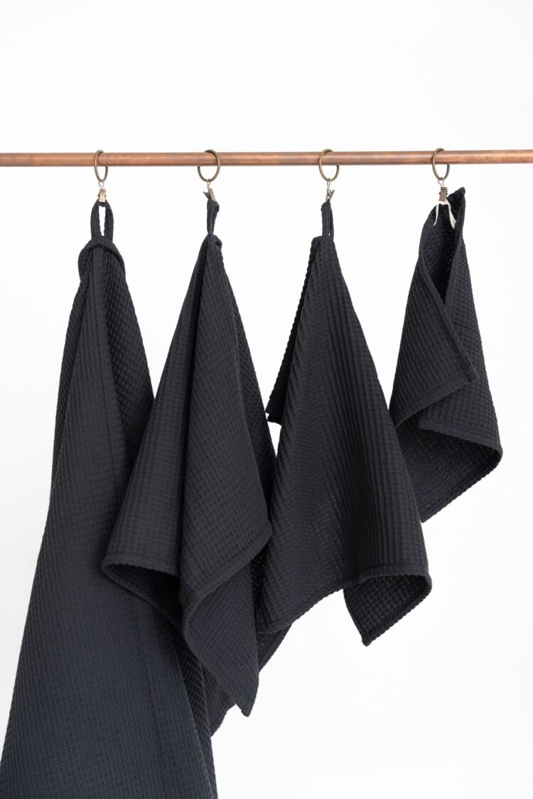 organic waffle cotton towel black organic waffle cotton towel black