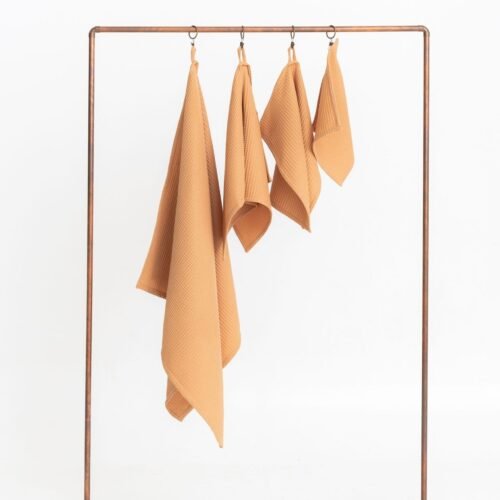 organic waffle cotton towel caramel