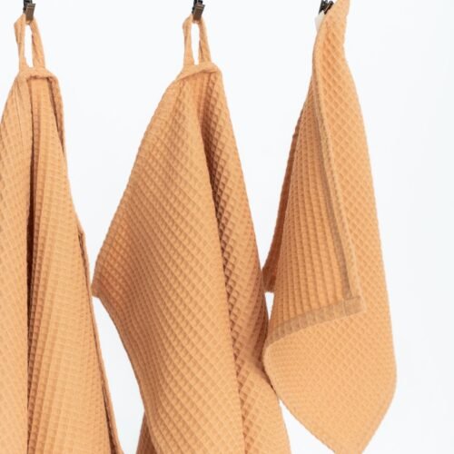 organic waffle cotton towel caramel