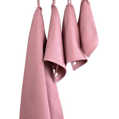 organic waffle cotton towel old pink