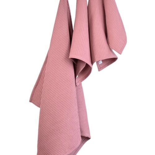 organic waffle cotton towel old pink