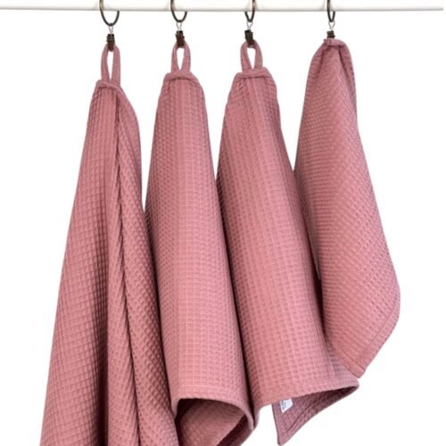 organic waffle cotton towel old pink