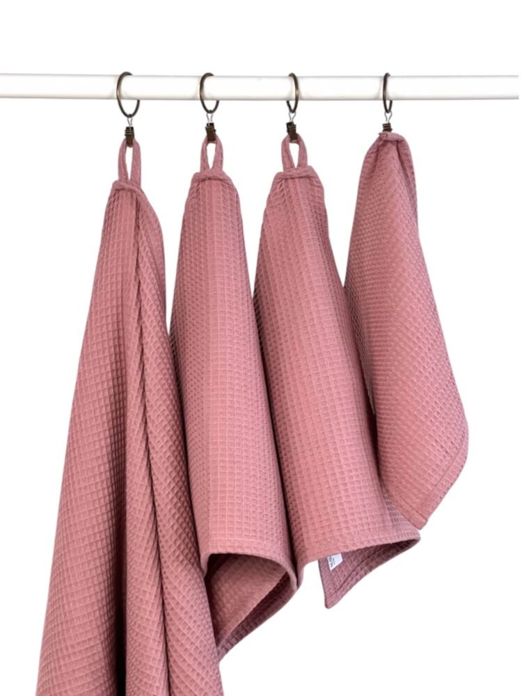 organic waffle cotton towel old pink