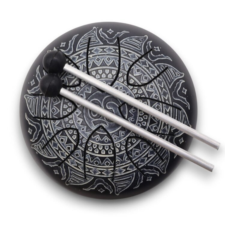Tērauda Steel Tongue Happy Drums – OM mandalas gravējums – 16 cm