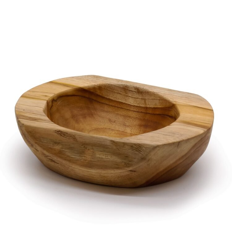 Liela, dabiskas formas tīkkoka bļoda – 25 × 7 cm