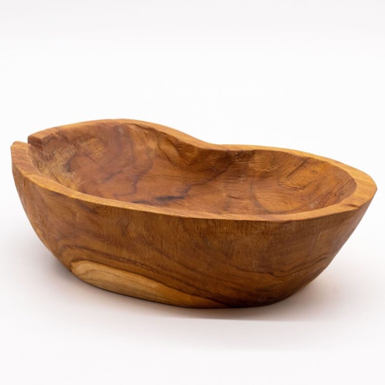 Dabiskas, raupjas formas tīkkoka augļu bļoda – 31 × 22 × 8 cm