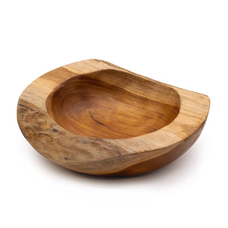 Liela, dabiskas formas tīkkoka bļoda – 25 × 7 cm