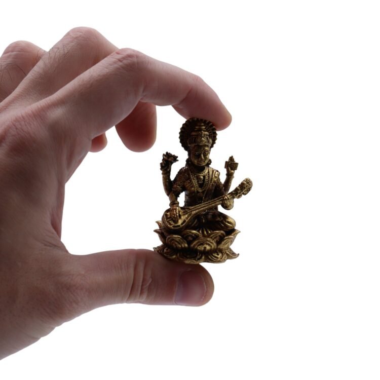 Brass Miniature Gods - Sarswati (52gms)  - 49mm