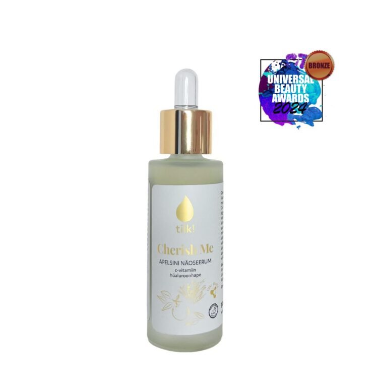 “Cherish Me” probiotiķu apelsīnu sejas serums ar C vitamīnu un hialuronskābi, 30 ml